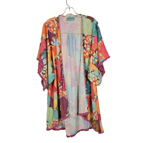 Judith March Open Kimono Size Large Southwestern Cactus Desert Colorful Topper - Picture 4 of 15